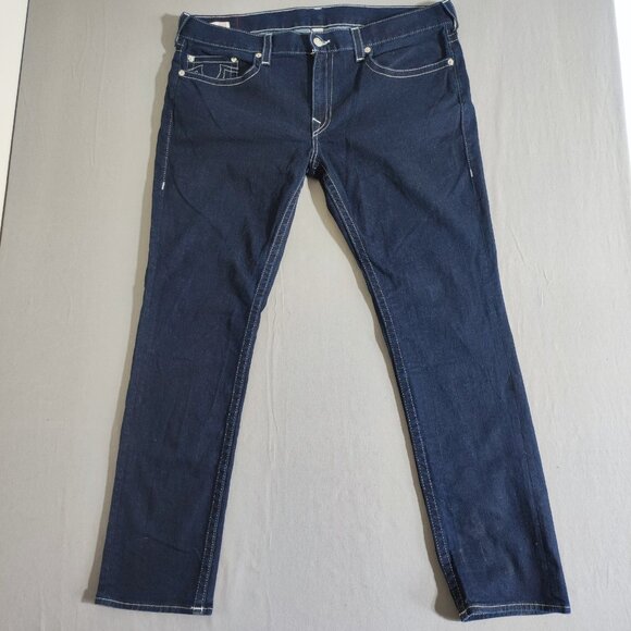 True Religion jeans men's size 42 (44) Indigo blue colour Geno Relaxed Slim - Picture 1 of 15